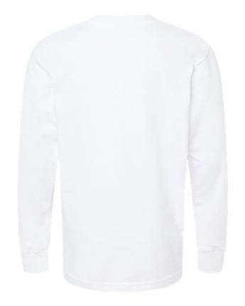 Pretreated Next Level 3311 Youth Cotton Long Sleeve Tee - White - Back