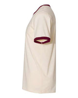 Pretreated Next Level 3604 Unisex Cotton Ringer Tee - Natural/ Maroon - Side
