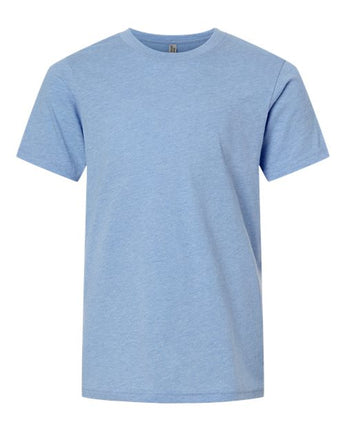 Pretreated Next Level 3312 Youth CVC Tee - Heather Columbia Blue