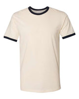 Pretreated Next Level 3604 Unisex Cotton Ringer Tee - Natural/ Midnight Navy