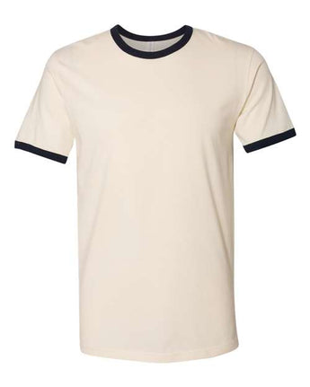 Pretreated Next Level 3604 Unisex Cotton Ringer Tee - Natural/ Midnight Navy