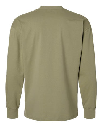 Pretreated Next Level 7211 Unisex Heavyweight Long Sleeve Tee - Light Olive - Back