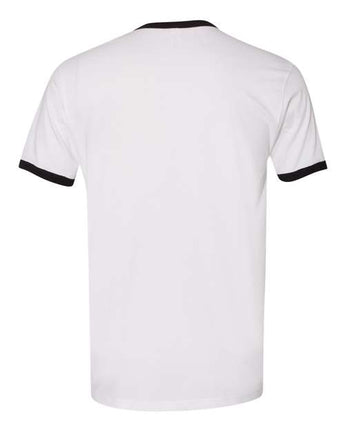 Pretreated Next Level 3604 Unisex Cotton Ringer Tee - White/ Black - Back