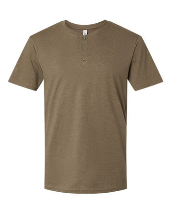 Pretreated American Apparel 2004CVC Unisex CVC Henley Tee - Heather Army