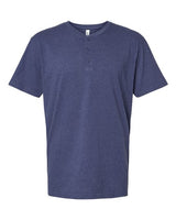 Pretreated American Apparel 2004CVC Unisex CVC Henley Tee - Heather Indigo