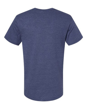 Pretreated American Apparel 2006CVC Unisex CVC V-Neck Tee - Heather Indigo - Back