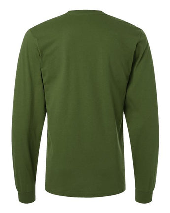 Pretreated American Apparel 2007 Unisex Fine Jersey Long Sleeve Tee - Olive - Back