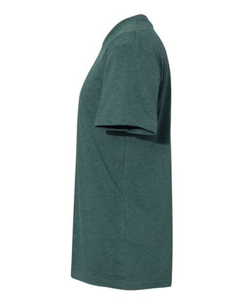 Pretreated Next Level 6410 Unisex Sueded Tee - Heather Forest Green - Side