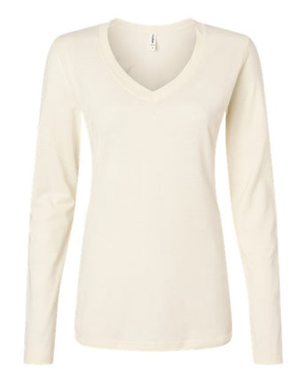 Pretreated Tultex 214LS Women's Fine Jersey Long Sleeve T-Shirt - Natural