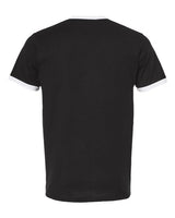 Pretreated Tultex 246 Unisex Fine Jersey Ringer T-Shirt - Black/ White - Back