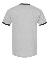 Pretreated Tultex 246 Unisex Fine Jersey Ringer T-Shirt - Heather Grey/ Black - Back
