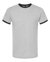 Pretreated Tultex 246 Unisex Fine Jersey Ringer T-Shirt - Heather Grey/ Black