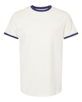 Pretreated Tultex 246 Unisex Fine Jersey Ringer T-Shirt - Vintage White/ Inked India