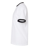 Pretreated Tultex 246 Unisex Fine Jersey Ringer T-Shirt - White/ Black - Side