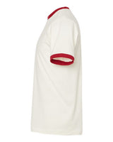 Pretreated Tultex 246 Unisex Fine Jersey Ringer T-Shirt - Vintage White/ Rio Red - Side