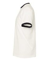 Pretreated Tultex 246 Unisex Fine Jersey Ringer T-Shirt - Vintage White/ Black - Side