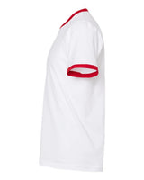 Pretreated Tultex 246 Unisex Fine Jersey Ringer T-Shirt - White/ Red - Side