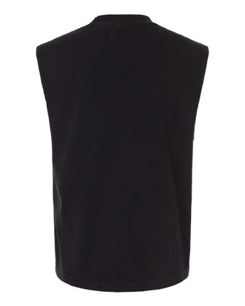 Pretreated American Apparel 207GD Unisex Heavyweight Cotton Garment-Dyed Boxy Muscle Tee - True Black - Back