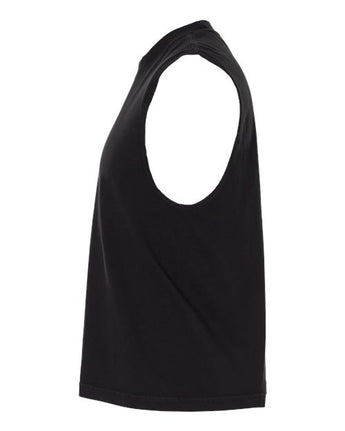 Pretreated American Apparel 207GD Unisex Heavyweight Cotton Garment-Dyed Boxy Muscle Tee - True Black - Side