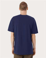 Pretreated American Apparel 5389 Unisex Sueded Tee - Sueded Navy - On Model - Back