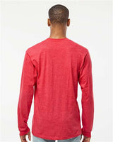 Pretreated Tultex 291 Unisex Heavyweight Jersey Long Sleeve T-Shirt - Heather Red - On Model - Back