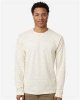 Pretreated Tultex 291 Unisex Heavyweight Jersey Long Sleeve T-Shirt - Natural - On Model