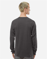 Pretreated Tultex 291 Unisex Heavyweight Jersey Long Sleeve T-Shirt - Charcoal - On Model - Back