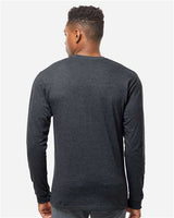 Pretreated Tultex 291 Unisex Heavyweight Jersey Long Sleeve T-Shirt - Heather Graphite - On Model - Back
