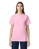 Pretreated Gildan 3000 Light Cotton T-Shirt - Model wearing Light Pink color shirt