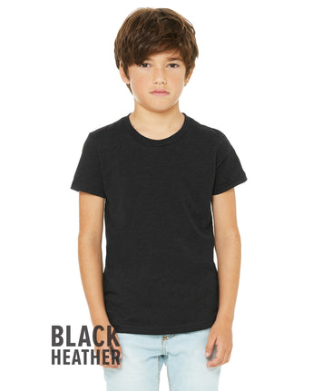Pretreated BELLA+CANVAS 3001YCVC Youth Heather CVC Jersey Tee - Black Heather