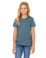 Pretreated BELLA+CANVAS 3001YCVC Youth Heather CVC Jersey Tee - Heather Deep Teal