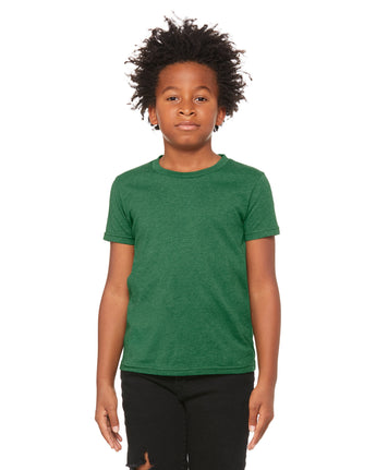Pretreated BELLA+CANVAS 3001YCVC Youth Heather CVC Jersey Tee - Heather Grass Green