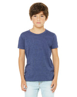 Pretreated BELLA+CANVAS 3001YCVC Youth Heather CVC Jersey Tee - Heather Navy