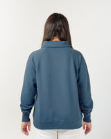Pretreated Enza 31179 Ladies Boxy Half Zip Fleece - Stellar Blue - Back