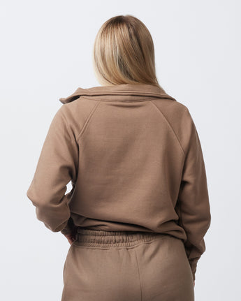 Pretreated Enza 31179 Ladies Boxy Half Zip Fleece - Brown Sugar - Back
