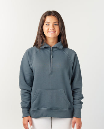 Pretreated Enza 31179 Ladies Boxy Half Zip Fleece - Storm