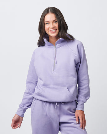 Pretreated Enza 31179 Ladies Boxy Half Zip Fleece - Orchid