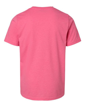 Pretreated Next Level 3312 Youth CVC Tee - Hot Pink - Back