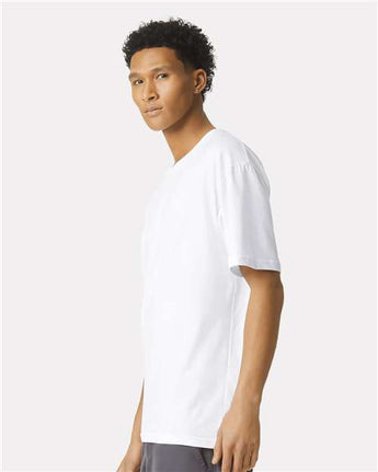 Pretreated American Apparel 5389 Unisex Sueded Tee - Sueded White - On Model - Side