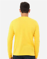 Pretreated BELLA+CANVAS 3501CVC Heather CVC Long Sleeve Tee - Heather Yellow Gold - On Model - Back