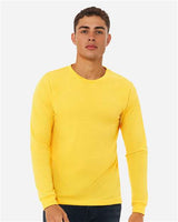 Pretreated BELLA+CANVAS 3501CVC Heather CVC Long Sleeve Tee - Heather Yellow Gold - On Model