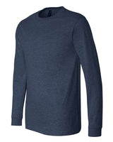 Pretreated BELLA+CANVAS 3501CVC Heather CVC Long Sleeve Tee - Heather Navy - Side