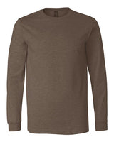 Pretreated BELLA+CANVAS 3501CVC Heather CVC Long Sleeve Tee - Heather Brown