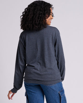Pretreated JERZEES 363L Classics Unisex Long Sleeve T-Shirt - Black Heather - Back