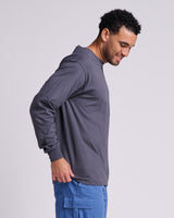 Pretreated JERZEES 363L Classics Unisex Long Sleeve T-Shirt - Charcoal Grey - Side
