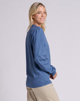 Pretreated JERZEES 363L Classics Unisex Long Sleeve T-Shirt - Denim - Side