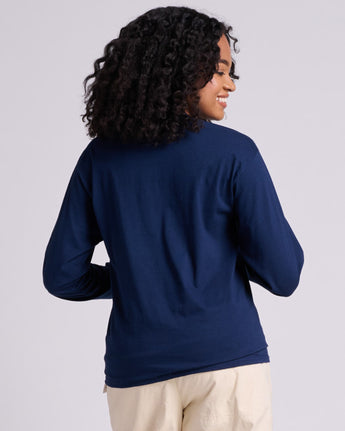 Pretreated JERZEES 363L Classics Unisex Long Sleeve T-Shirt - J. Navy - Back