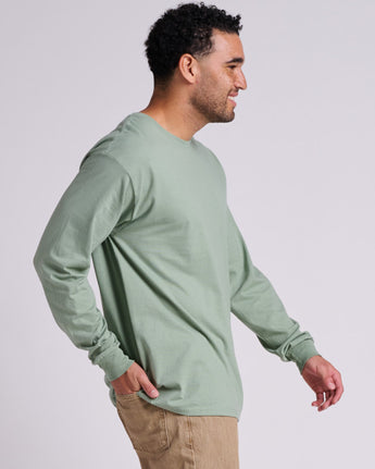 Pretreated JERZEES 363L Classics Unisex Long Sleeve T-Shirt - Sage - Side