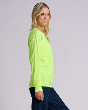 Pretreated JERZEES 363L Classics Unisex Long Sleeve T-Shirt - Safety Green - Side