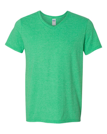 Pretreated Gildan 64V00 Softstyle V-Neck T-Shirt - Heather Irish Green